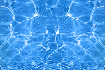 Defocus blurred transparent pink colored clear calm water surface texture with splashes and bubbles. Trendy abstract nature background. Water waves in sunlight with copy space. Pink watercolor shining