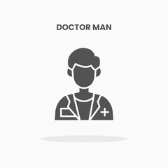 Doctor man icon vector illustration glyph style. Great used for web, app, digital product, presentation, UI and many more.