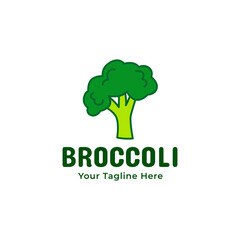 Broccoli Logo Template.  Premium Plant Based Vegan Food Badge Emblem Isolated