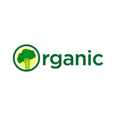 Broccoli Logo Template.  Premium Plant Based Vegan Food Badge Emblem Isolated