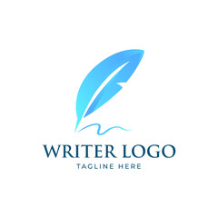 writer feather gradient logo symbol icon vector graphic design illustration