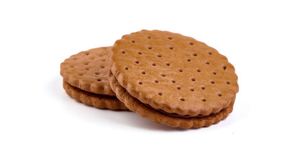 Chocolate cookies, isolated on white background.