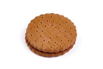 Chocolate cookies, isolated on white background.