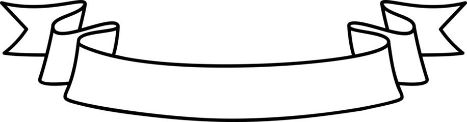 Black line ribbon banner vector illustration. Vintage design curly ribbon labels and curved scroll flag or sticker banners with blank space for modern elegant decoration or special offer marketing