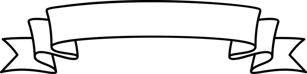 Black line ribbon banner vector illustration. Vintage design curly ribbon labels and curved scroll flag or sticker banners with blank space for modern elegant decoration or special offer marketing