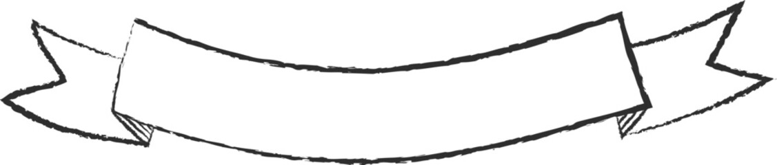 Chalk style sketchy ribbon vector illustration. Hand drawn elegant banner with curved ribbon sketch and curled doodle flag for vintage cafe board menu design