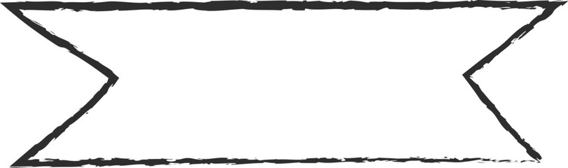 Chalk style sketchy ribbon vector illustration. Hand drawn elegant banner with curved ribbon sketch and curled doodle flag for vintage cafe board menu design