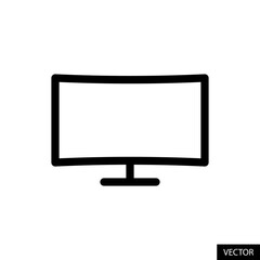 LCD, TV screen or Monitor display vector icon in line style design for website design, app, UI, isolated on white background. Editable stroke. Vector illustration.