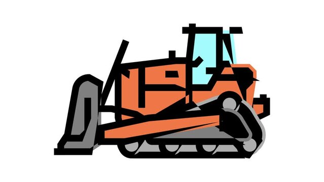 bulldozer construction car vehicle color icon animation