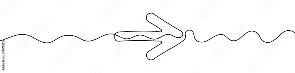 Poster arrow in continuous line drawing style. line art of the arrow icon. vector illustration. abstract ba