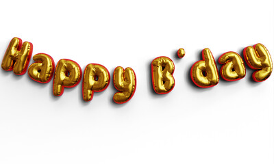 Ballon text happy birthday 3d render