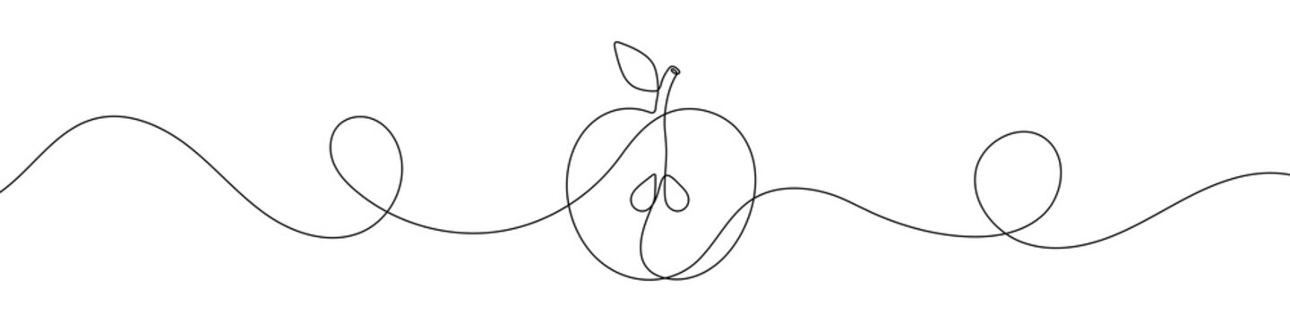 recommend clip art: Apple sign in continuous line drawing style. Line art of apple icon. Vector illustration. Abstract background