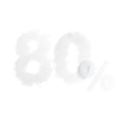 80 percent discount symbol in the shape of a cloud. Sell ​​up to eighty percent Numbers float in the air. Png 3D rendering