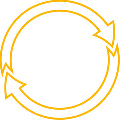 Contour circle arrows set vector illustration. Collection of blue and orange circular arrows, reuse or motion pictograms and reload or refresh icons for presentation, website or infographics