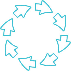 Contour circle arrows set vector illustration. Collection of blue and orange circular arrows, reuse or motion pictograms and reload or refresh icons for presentation, website or infographics