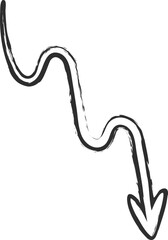 Hand drawn chalk style arrows collection vector illustration. Curves and spirals, round and twist arrows in grunge contour doodle style. Outline white chalked graphic set for sketchy infographic