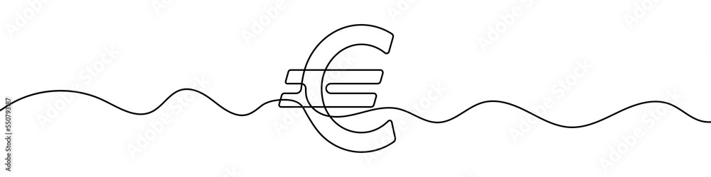 Canvas Prints euro currency symbol in continuous line drawing style. line art of euro currency symbol. vector illu