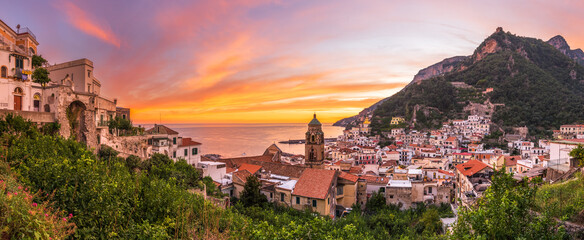 Amalfi, Italy on the Coast at Dusk - Powered by Adobe