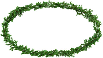 Ellipse frame for the design of posters, invitations, greeting cards from fir branches