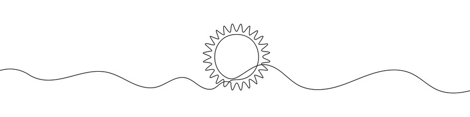 Sun icon in continuous line drawing style. Line art of sun icon. Vector illustration. Abstract background