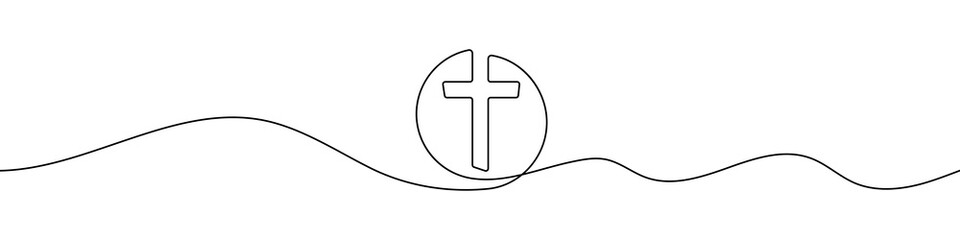 Obraz premium Church logo in continuous line drawing style. Line art of the church logo. Vector illustration. Abstract background