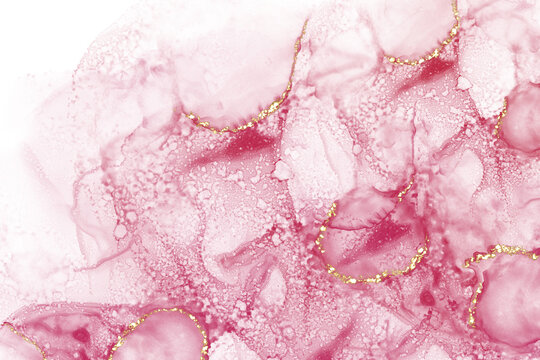 Viva magenta color of the year 2023. Trendy concept. Marble background. Alcohol ink. Magenta color