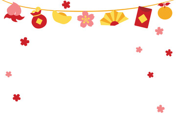 Chinese new year bunting with sakura background