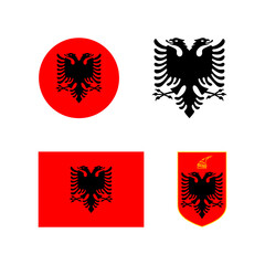 Albania national flag and emblem set....