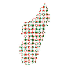 Madagascar Silhouette Pixelated pattern map illustration
