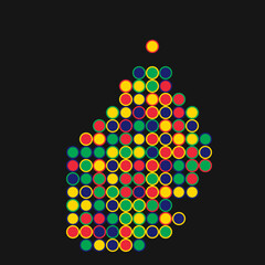 Mauritius Silhouette Pixelated pattern map illustration