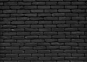 Black vintage brick wall texture background. Close up of old grunge brick tiles. - 550796598