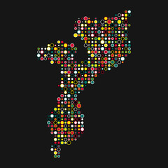Mozambique Silhouette Pixelated pattern map illustration