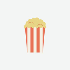 Popcorn Icon. Fast Food Concept, Cartoon, Vector