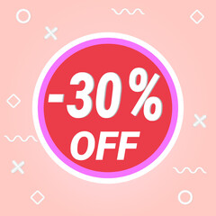 Discount sticker. Sale tag. Isolated vector illustration. Discount offer price label, discount symbol.