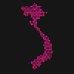 Vietnam Silhouette Pixelated pattern map illustration