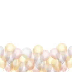 Glossy balloons on transparant background. Gold, silver, and pink balloons for decoration
