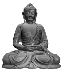 Fototapeten Buddha Isolated PNG cutout of a black Buddha statue meditating on a transparent background  © NomadPhotoReference
