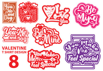 Valentine t shirt and sticker design template sets