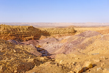 Ramon Crater Colors National Park in Negev desert, Israel - obrazy, fototapety, plakaty