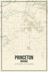Fototapeta na wymiar Retro US city map of Princeton, Indiana. Vintage street map.