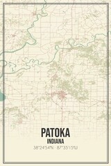 Retro US city map of Patoka, Indiana. Vintage street map.