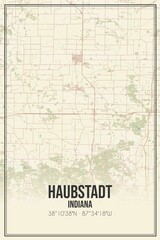 Retro US city map of Haubstadt, Indiana. Vintage street map.