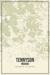 Retro US city map of Tennyson, Indiana. Vintage street map.