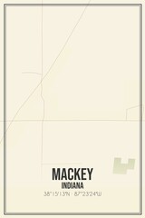 Retro US city map of Mackey, Indiana. Vintage street map.
