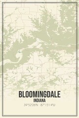 Retro US city map of Bloomingdale, Indiana. Vintage street map.