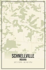 Retro US city map of Schnellville, Indiana. Vintage street map.
