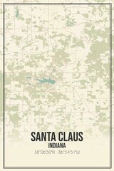 Retro US city map of Santa Claus, Indiana. Vintage street map.