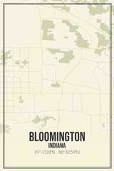 Retro US city map of Bloomington, Indiana. Vintage street map.