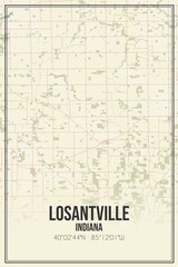 Retro US city map of Losantville, Indiana. Vintage street map.