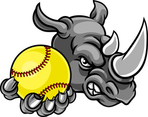 Rhino Softball Animal Sports Team Mascot